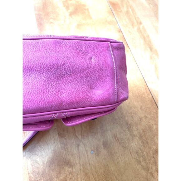 Fossil Genuine Leather Hot Pink Kiss Lock Buckle Pocket Shoulder Bag VINTAGE - Picture 8 of 11